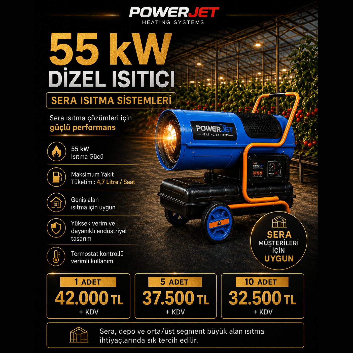 POWERJET 55 kW Dizel Isıtıcı POWERJET 55 kW Dizel Isıtıcı